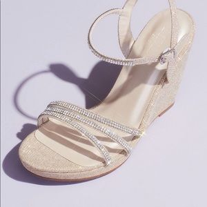 Glitter Metallic Wedges with Embellished Straps